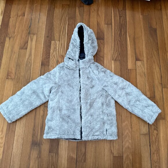 Polarn O. Pyret Winter Jacket Reversible Fleece Hooded Detachable Kids Size 9-10 - Picture 5 of 6